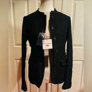 NWT Ines de La Fressange Paris, Mandarin Collar, Black Wool Blazer - Size S